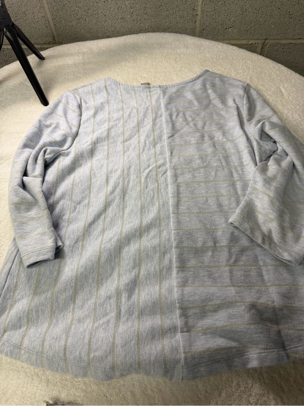 Chicos size 1 Light Blue Striped Pullover Sweater with silver sparkle accents - Picture 6 of 6